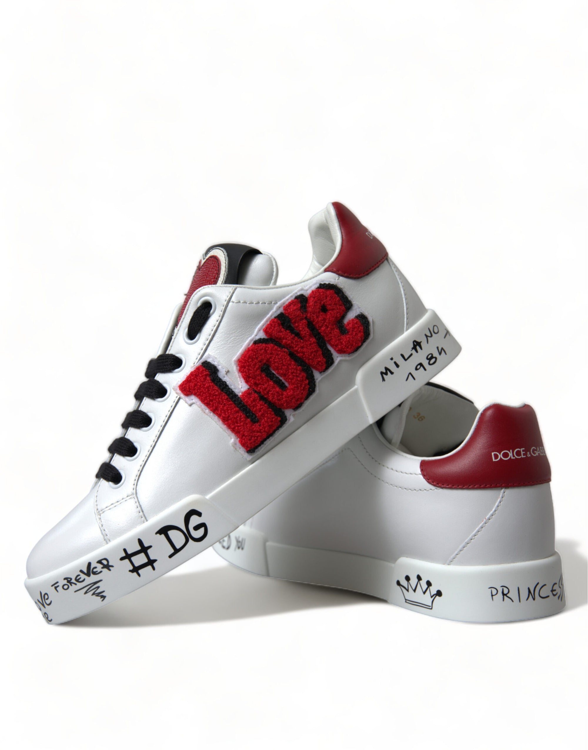 Dolce &amp; Gabbana Chic White Portofino Leather Sneakers