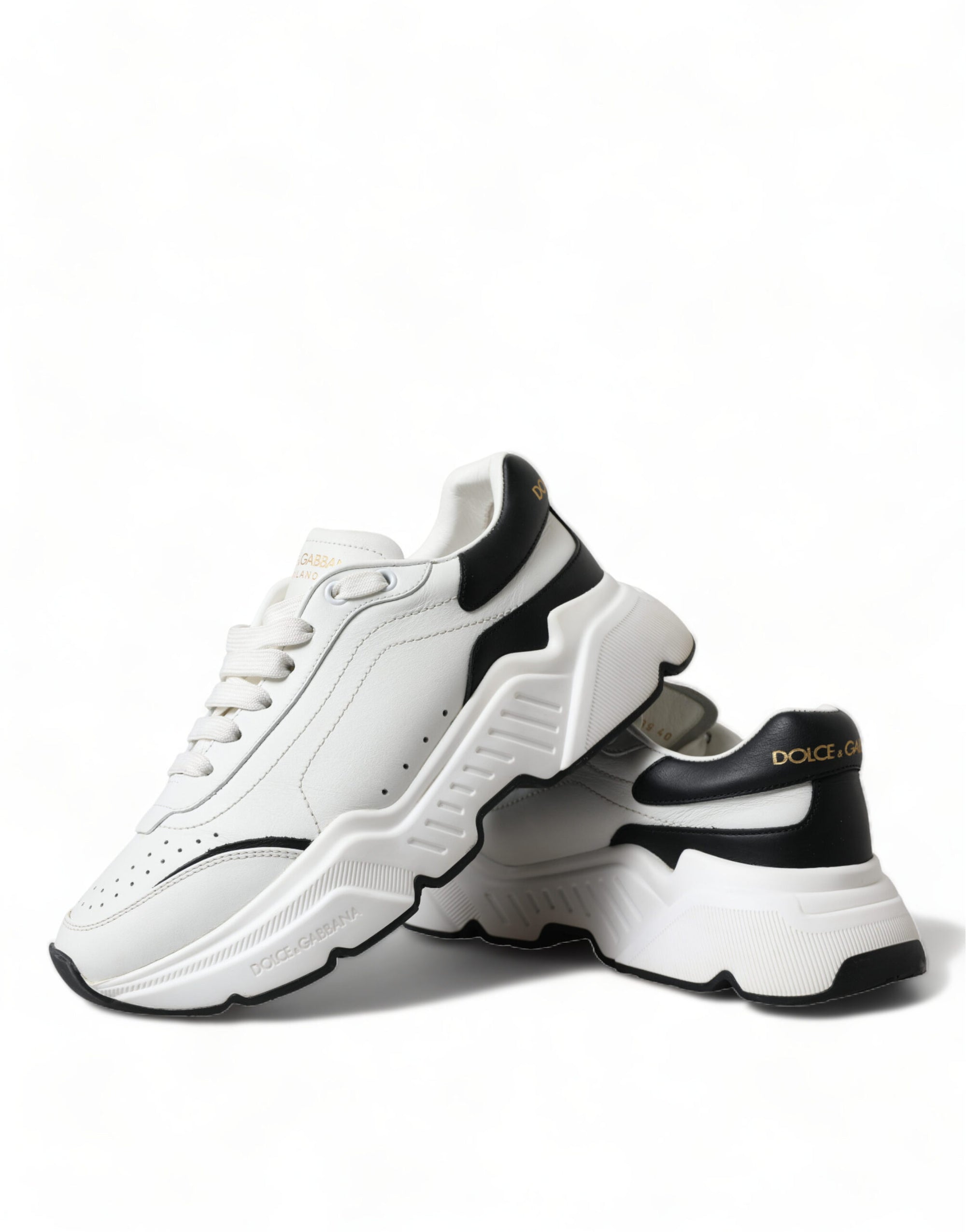 Dolce &amp; Gabbana Chic Black &amp; White Daymaster Leather Sneakers