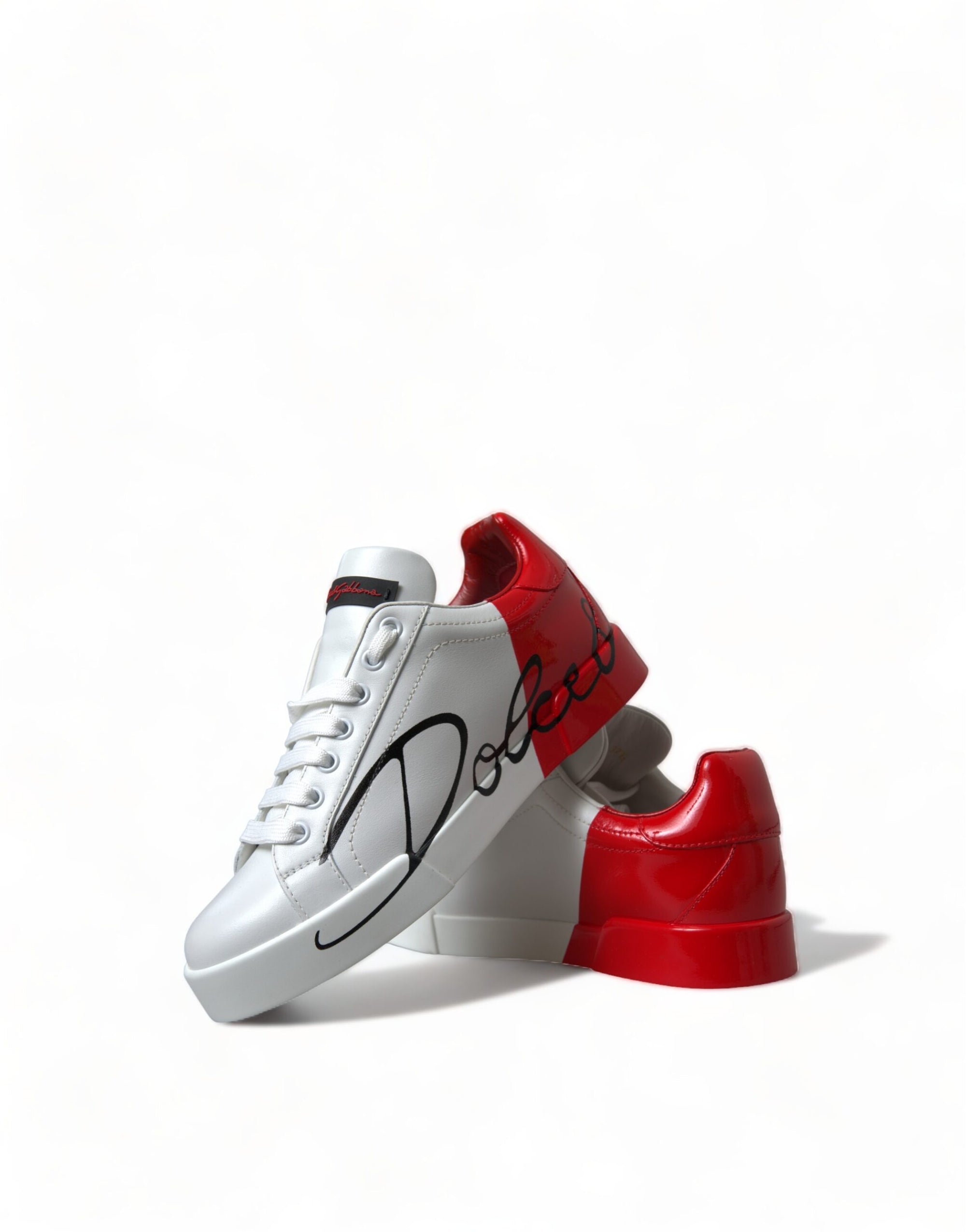 Dolce &amp; Gabbana Elegant White Leather Portofino Sneakers