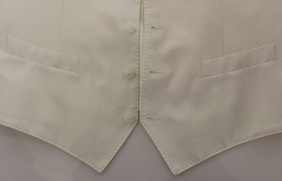 Dolce &amp; Gabbana Elegant White Cotton Silk Dress Vest