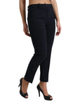 Dolce & Gabbana Elegant Mid Waist Tapered Pants in Blue