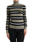 Dolce & Gabbana Multicolor Striped Wool Turtleneck Sweater
