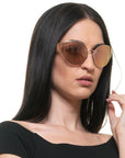 Roberto Cavalli Rose Gold Oval Mirrored Sunglasses