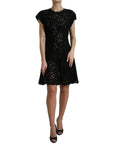 Dolce & Gabbana Elegant Black Floral Lace A-Line Mini Dress