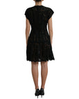 Dolce & Gabbana Elegant Black Floral Lace A-Line Mini Dress