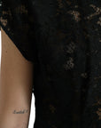 Dolce & Gabbana Elegant Black Floral Lace A-Line Mini Dress