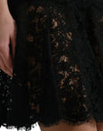 Dolce & Gabbana Elegant Black Floral Lace A-Line Mini Dress