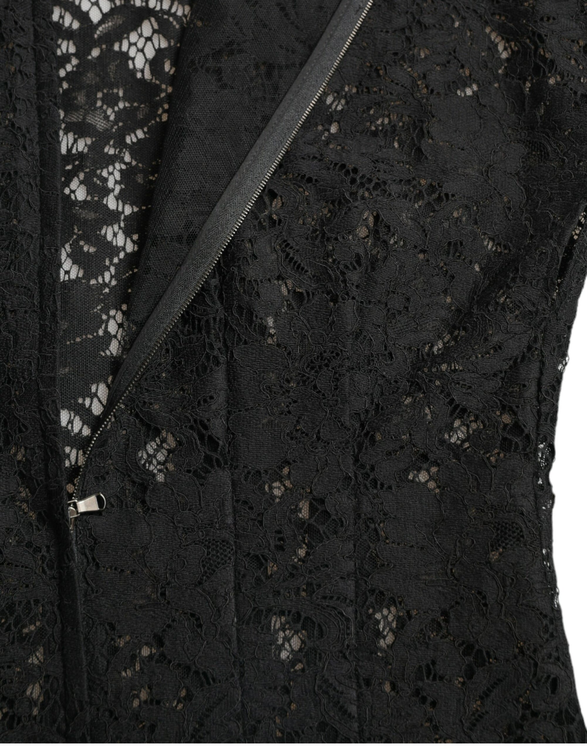 Dolce &amp; Gabbana Elegant Black Floral Lace A-Line Mini Dress