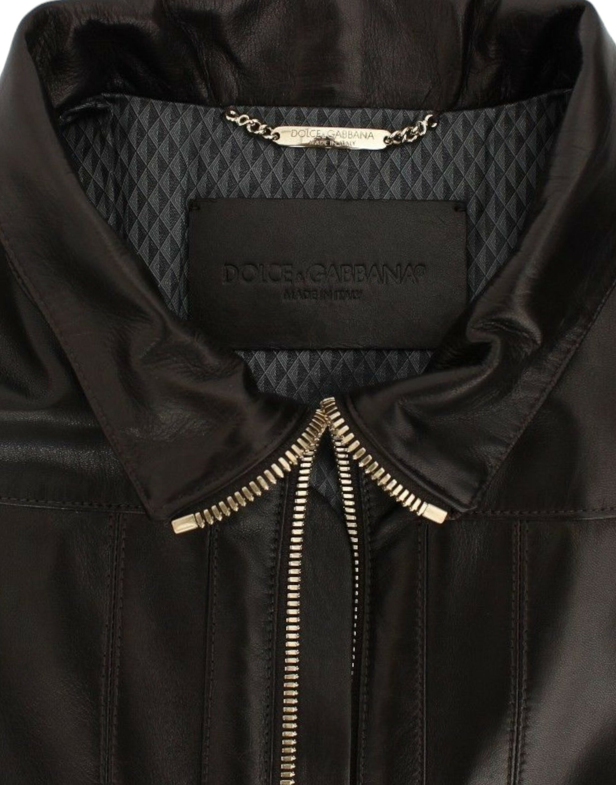 Dolce &amp; Gabbana Elegant Brown Gold-Detailed Leather Jacket