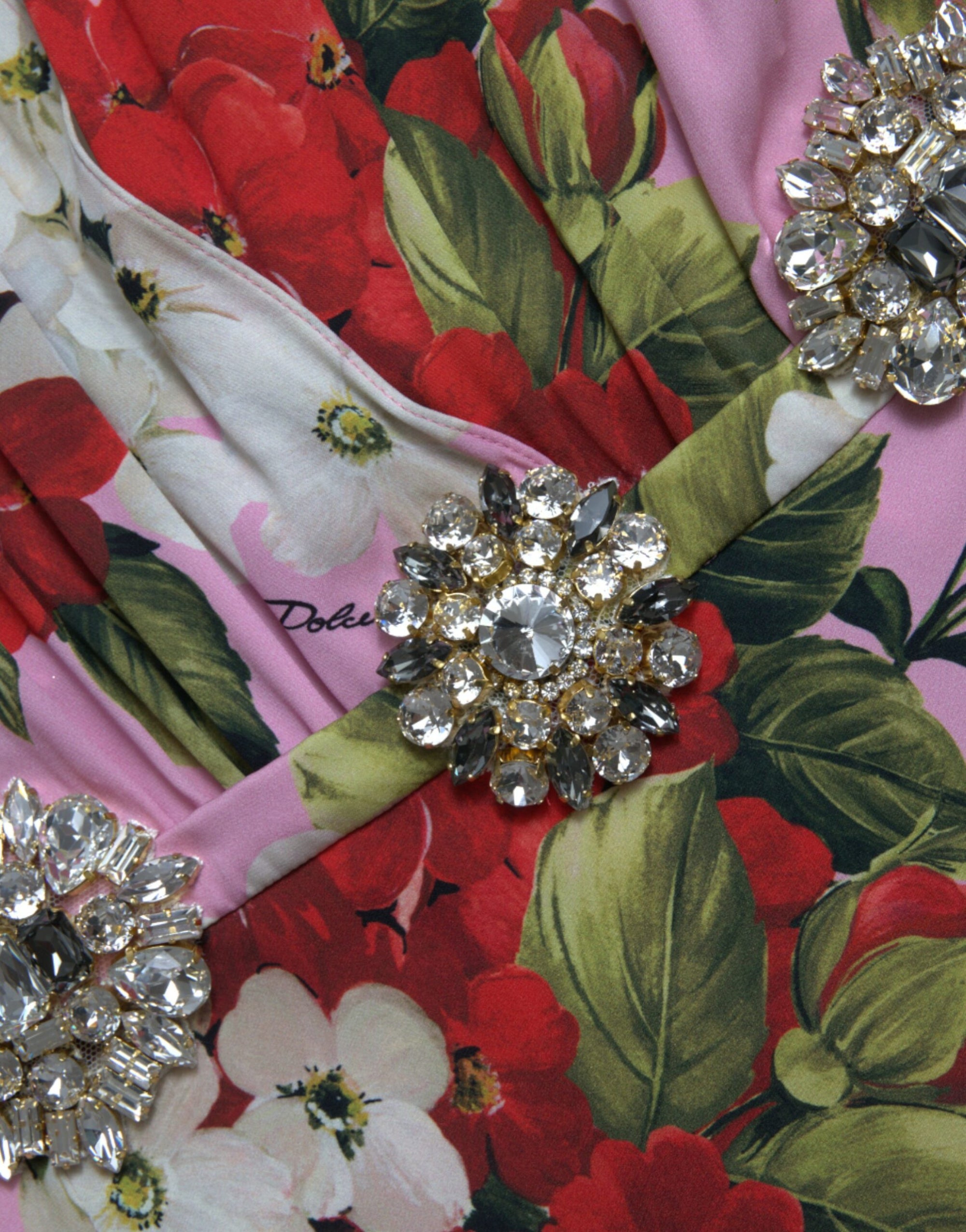 Dolce &amp; Gabbana Elegant Crystal-Embellished Silk Dress