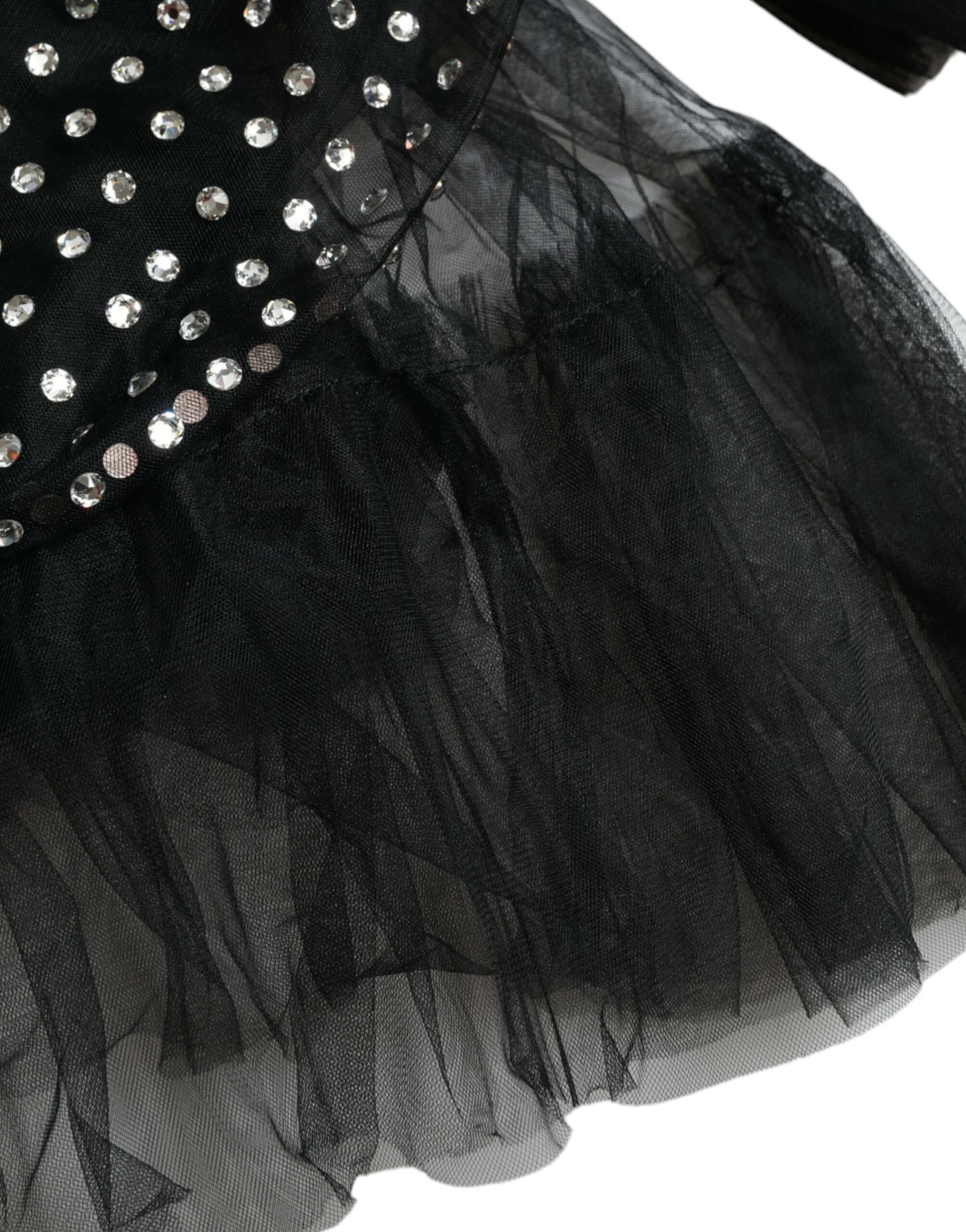 Dolce &amp; Gabbana Elegant Crystal-Embellished Long Black Dress