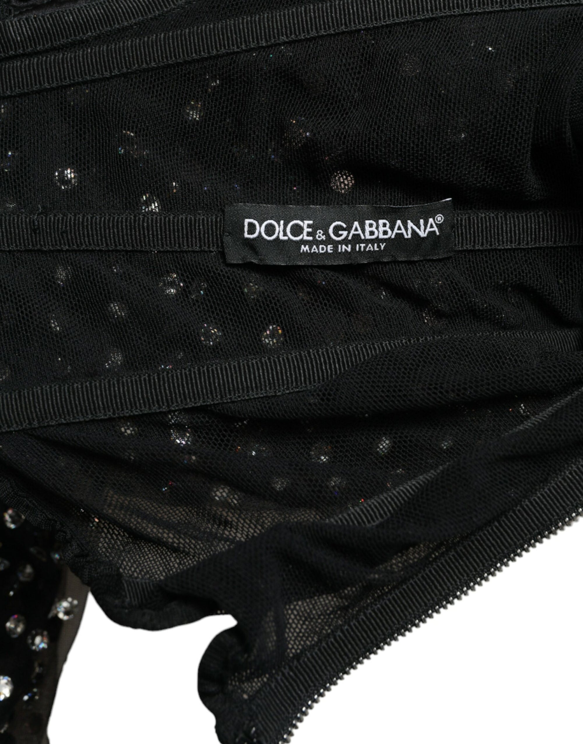 Dolce &amp; Gabbana Elegant Crystal-Embellished Long Black Dress