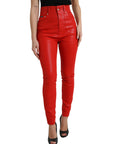 Dolce & Gabbana Elegant High-Waist Stretch Denim in Red
