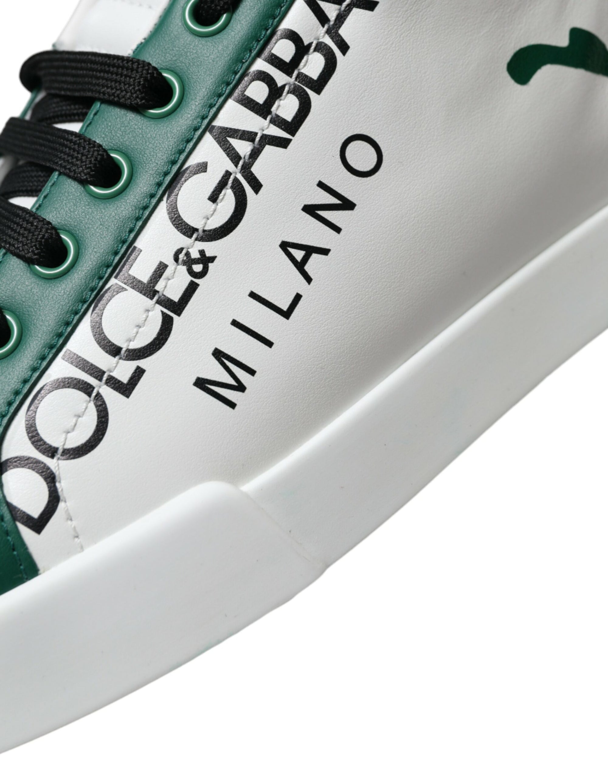 Dolce &amp; Gabbana Elegant White Crown Leather Sneakers