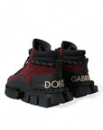 Dolce & Gabbana Burgundy Leather High Top Sneakers