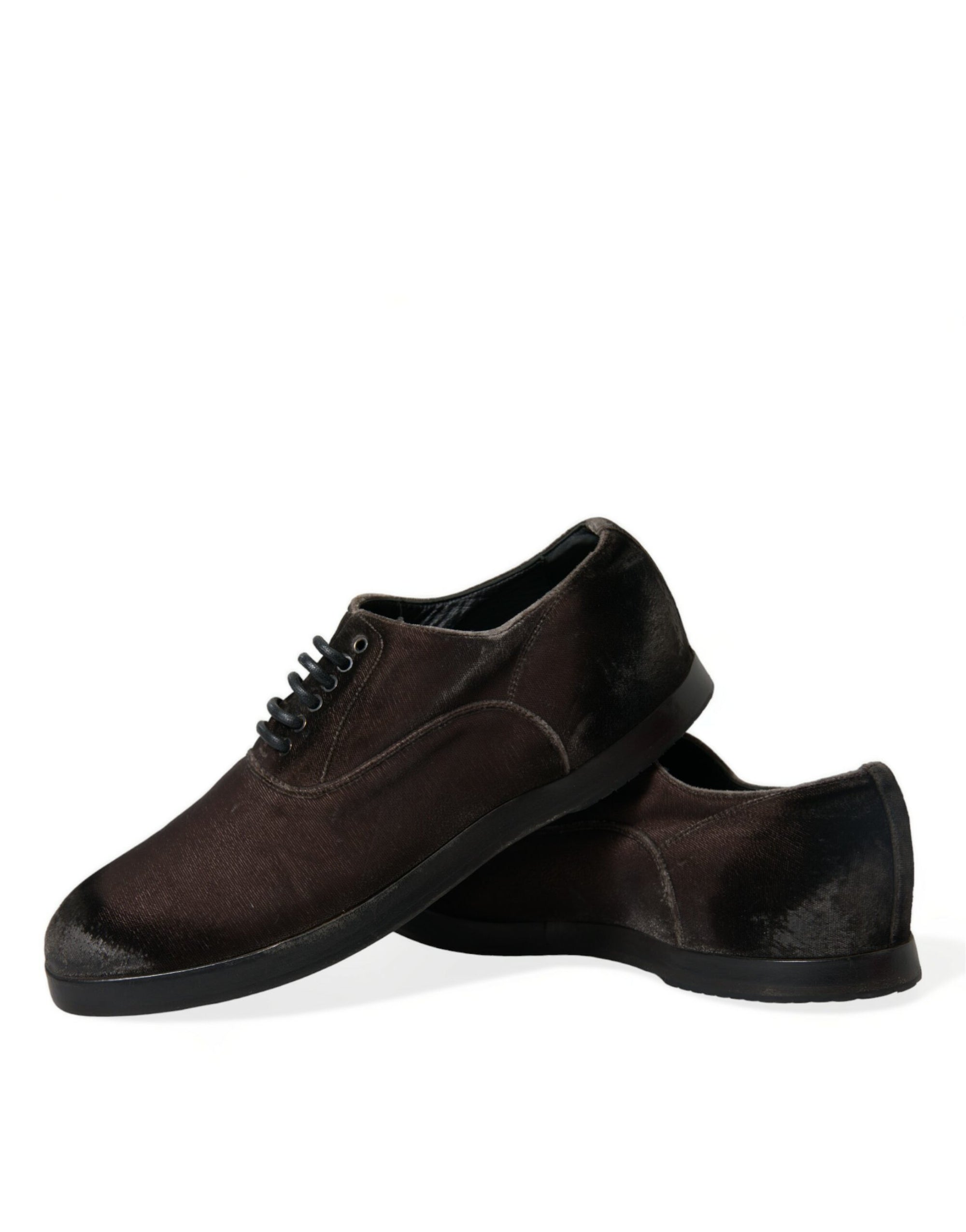 Dolce &amp; Gabbana Elegant Brown Velvet Oxford Lace-up Shoes