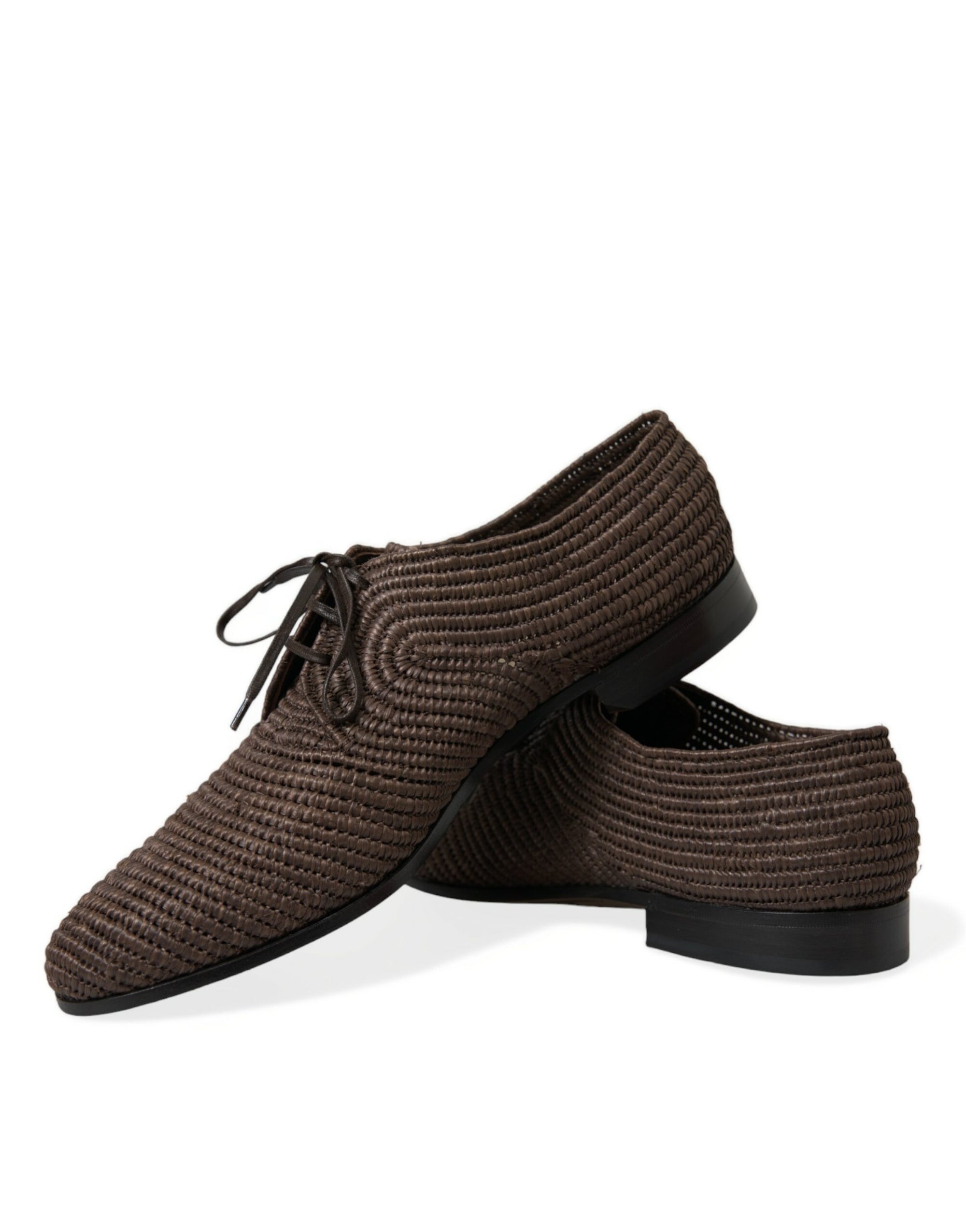 Dolce &amp; Gabbana Elegant Raffia Upper Derby Shoes - Lace Up in Brown