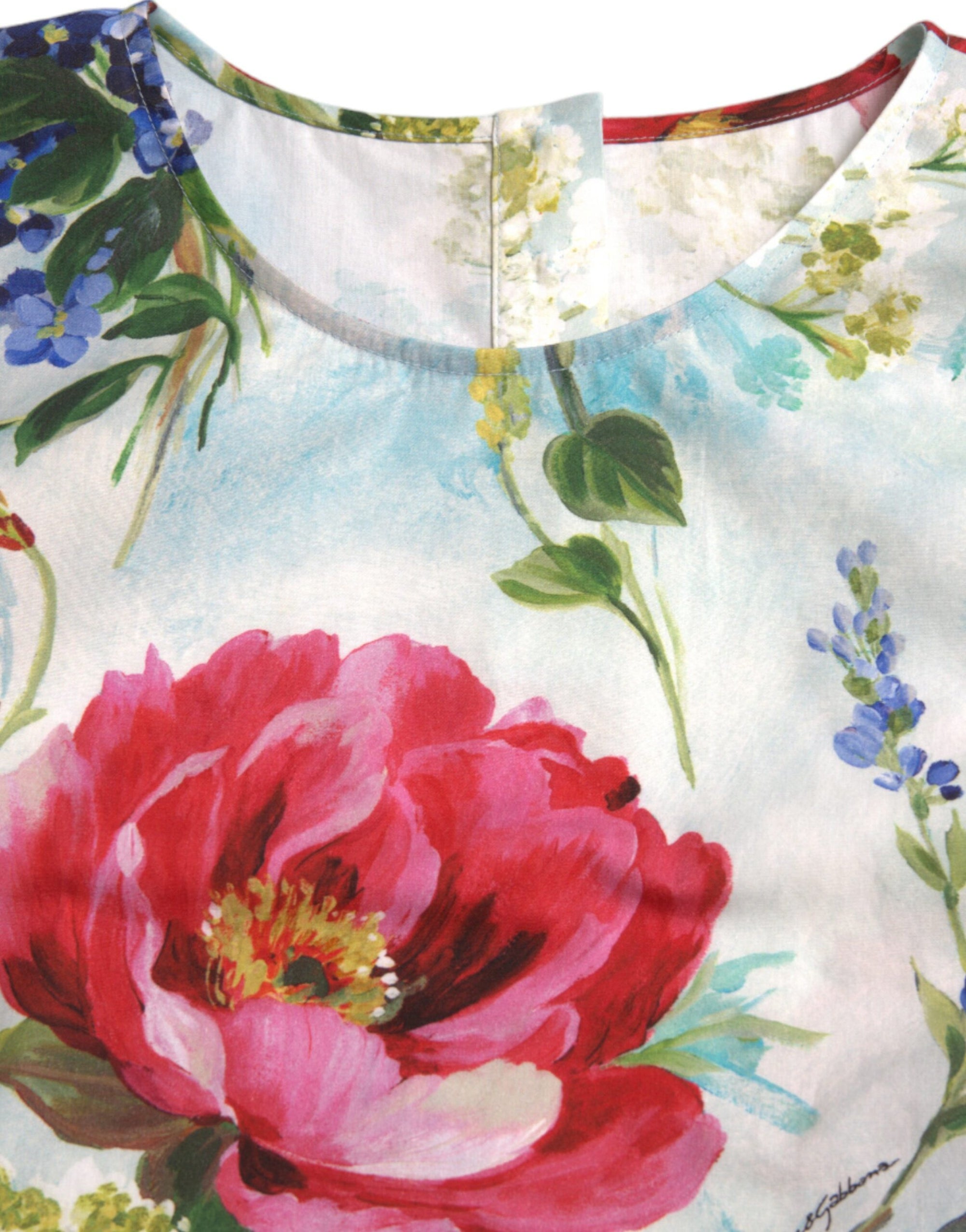 Dolce &amp; Gabbana Chic Floral Round Neck Cotton Top