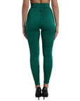 Dolce & Gabbana Green High Waist Designer Leggings