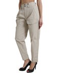 Dolce & Gabbana High-Waisted Tapered Fashion Pants - Beige