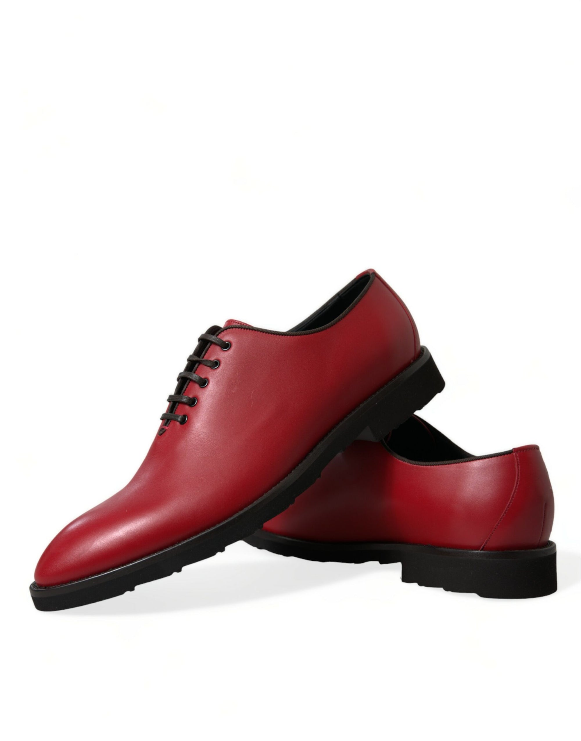 Dolce &amp; Gabbana Elegant Red Leather Oxford Dress Shoes
