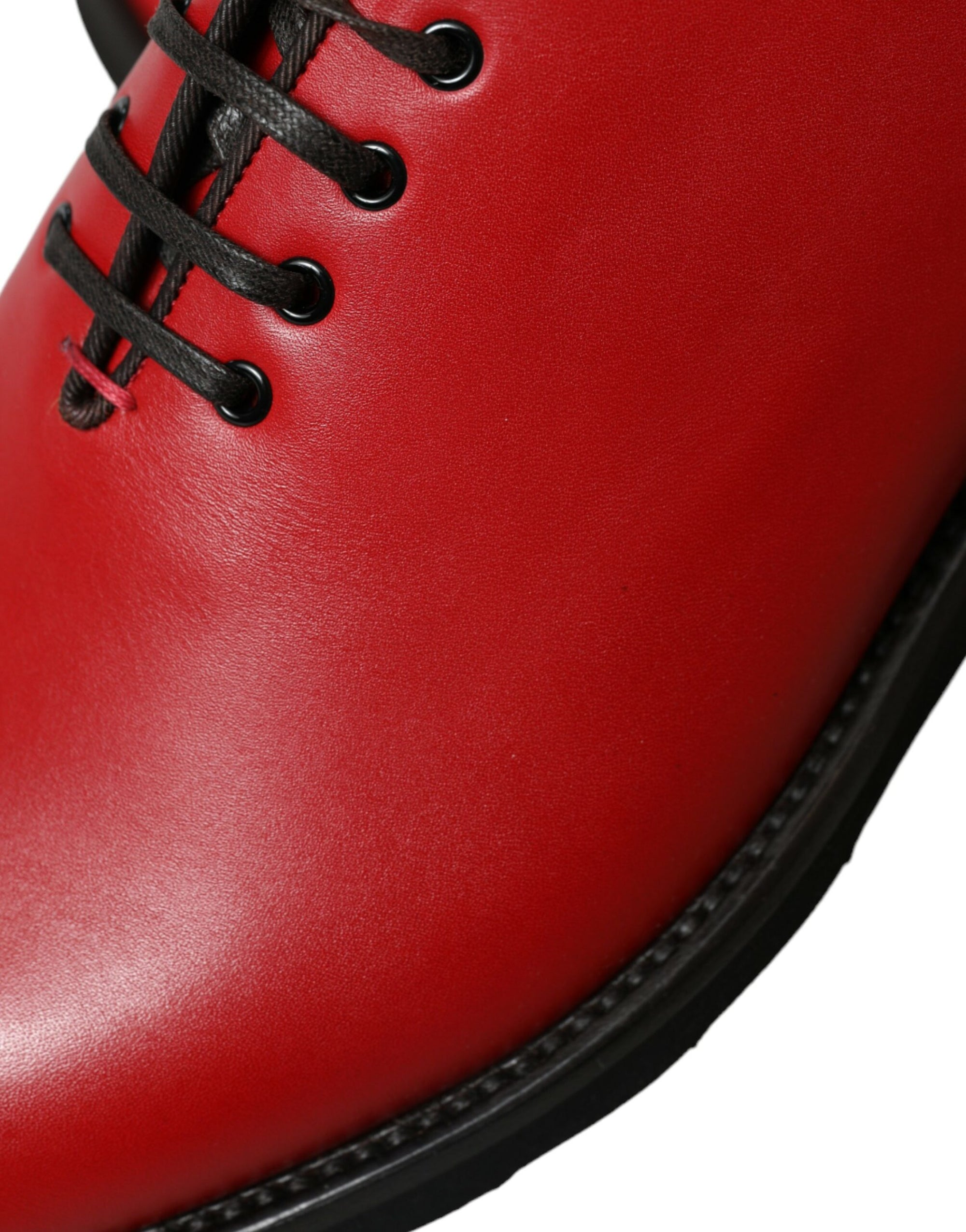 Dolce &amp; Gabbana Elegant Red Leather Oxford Dress Shoes