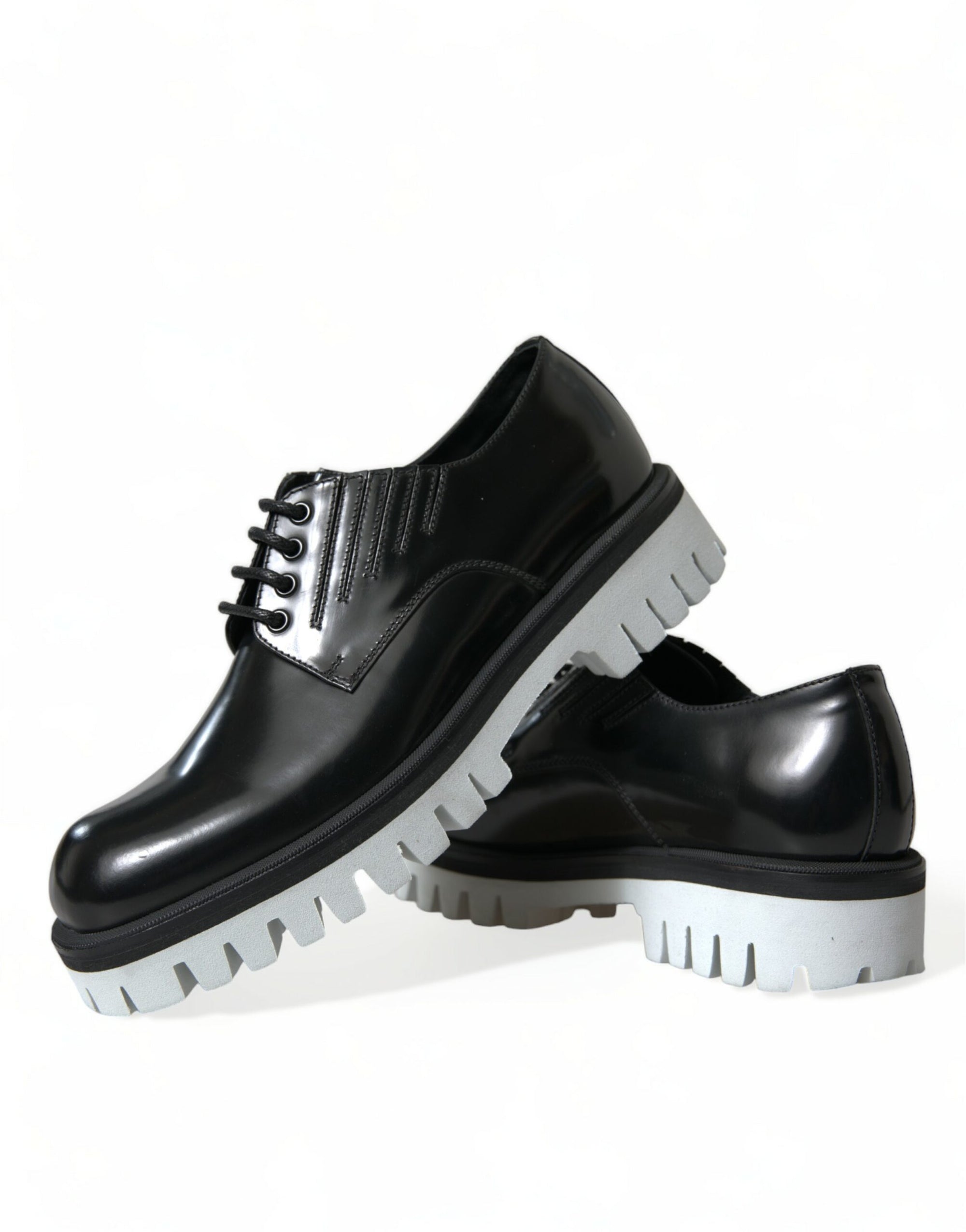 Dolce &amp; Gabbana Sophisticated Black and White Leather Derby Shoes