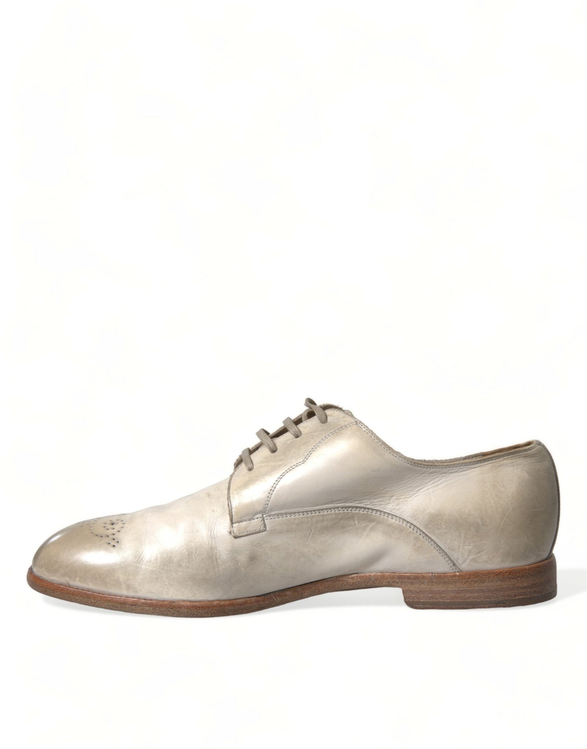 Dolce &amp; Gabbana Elegant White Calfskin Derby Shoes