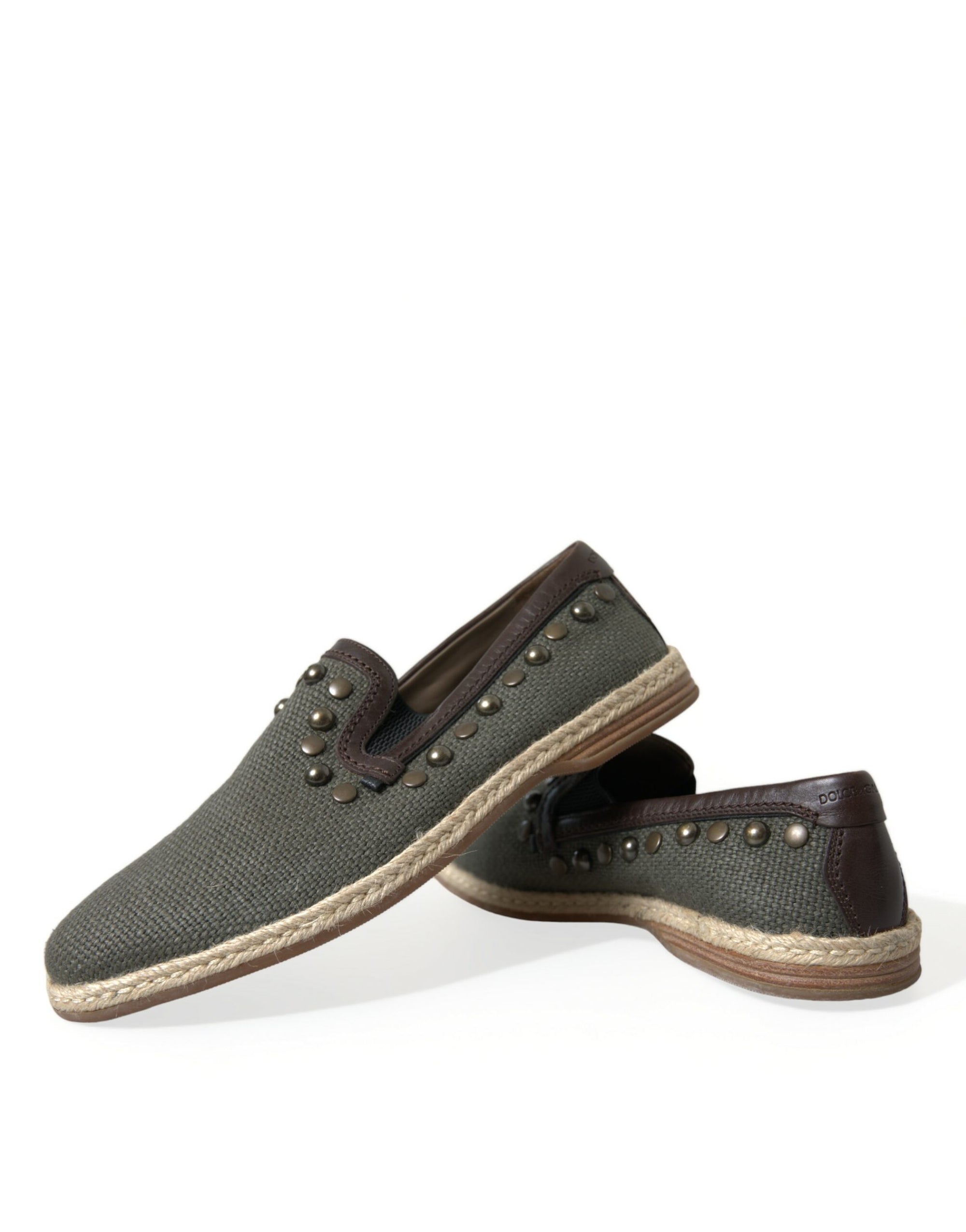 Dolce &amp; Gabbana Studded Canvas Loafer Slipper Shoes
