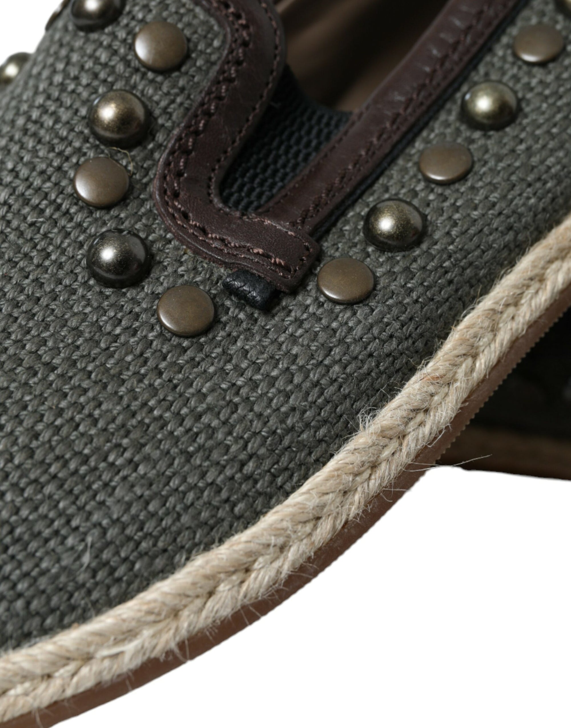 Dolce &amp; Gabbana Studded Canvas Loafer Slipper Shoes