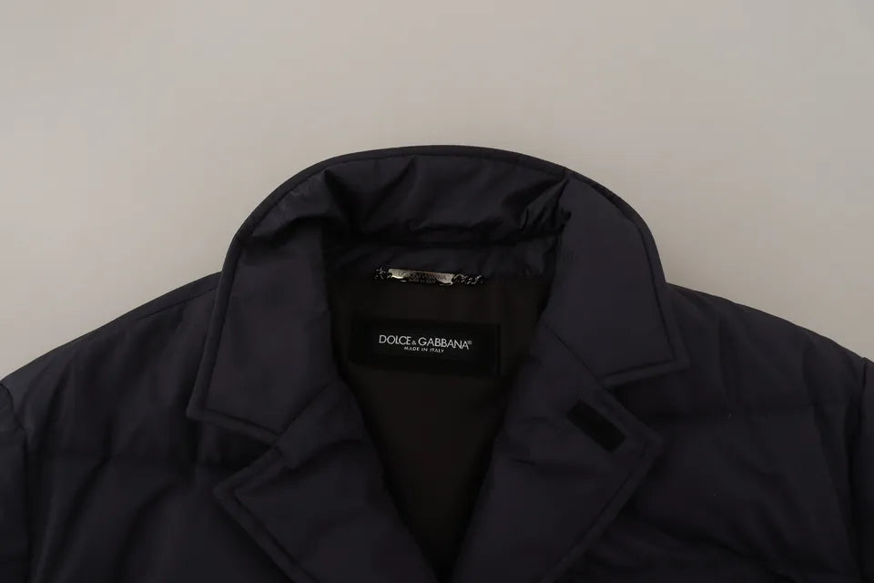 Dolce &amp; Gabbana Elegant Dark Blue Silk Blend Jacket