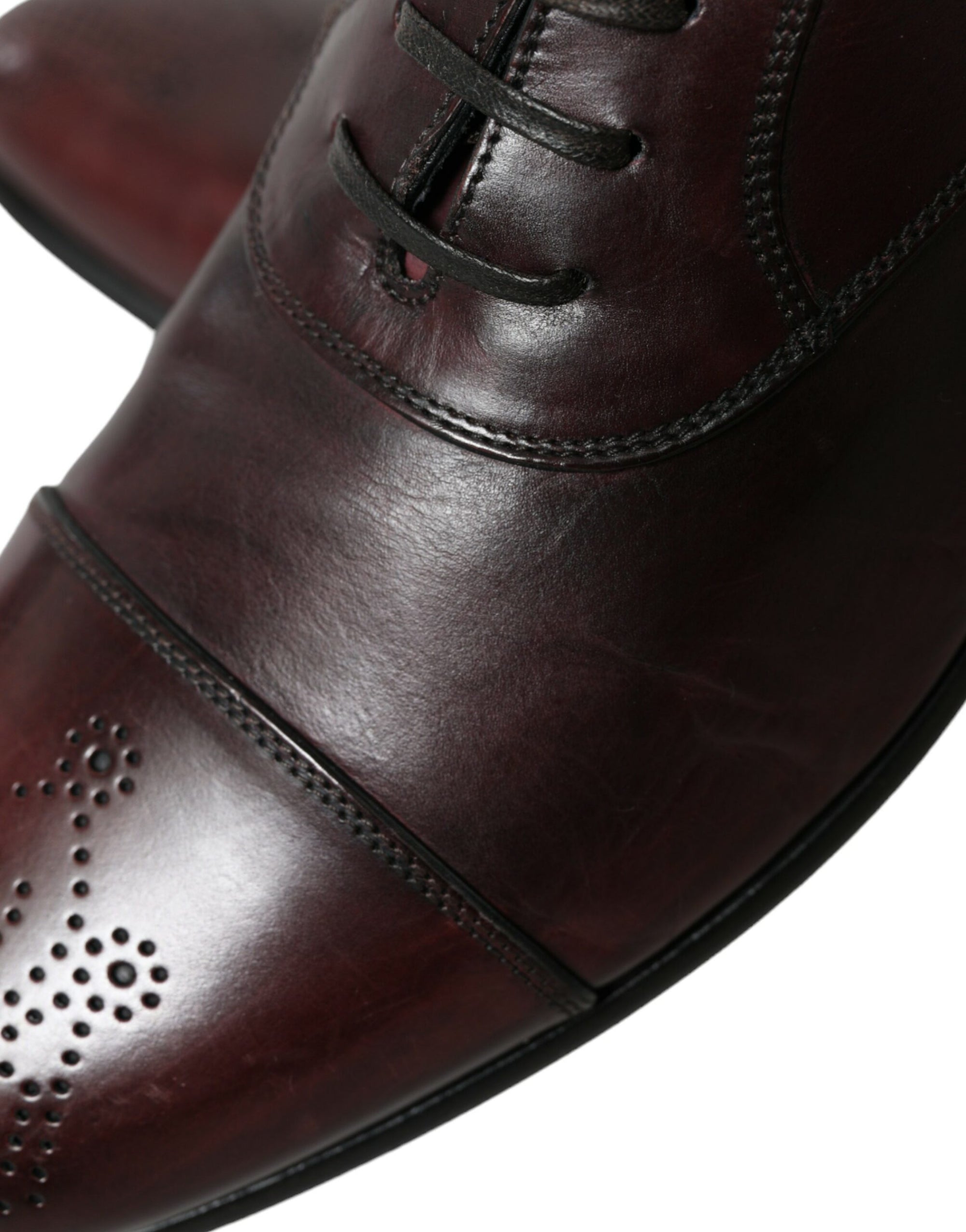 Dolce &amp; Gabbana Elegant Burgundy Leather Derby Shoes