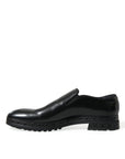 Dolce & Gabbana Elegant Black Leather Studded Loafers