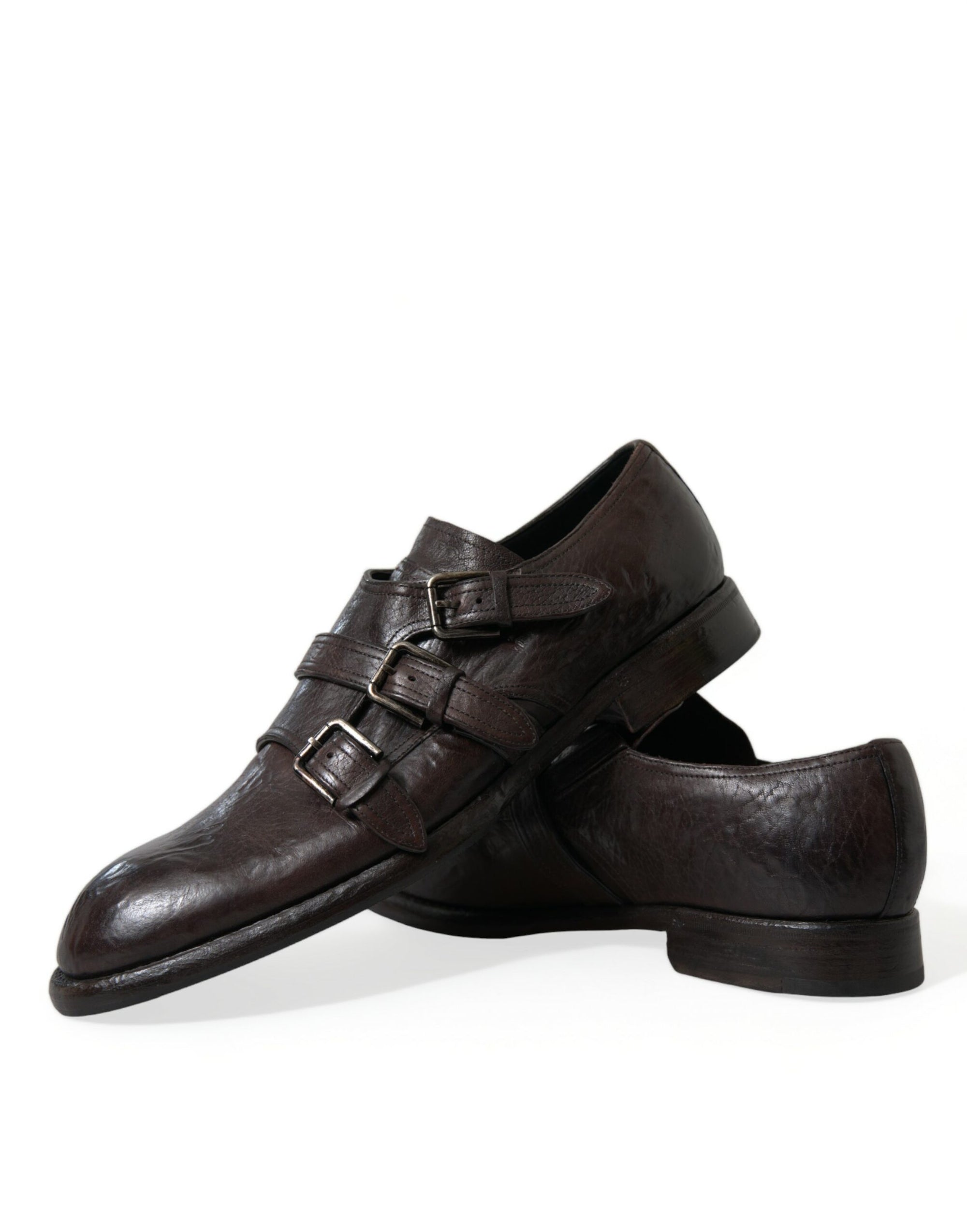 Dolce &amp; Gabbana Elegant Triple Buckle Leather Dress Shoes