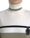 Dolce & Gabbana Italian Striped Wool Turtleneck Sweater
