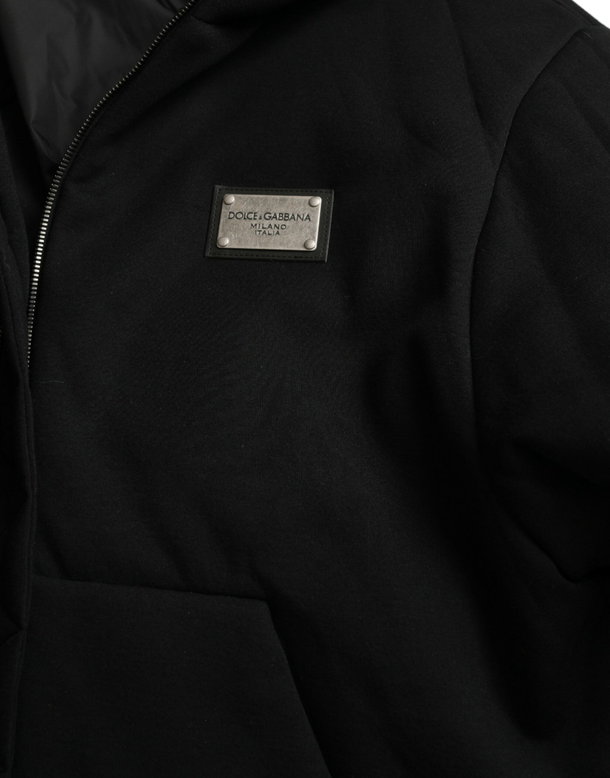 Dolce &amp; Gabbana Elegant Black Bomber Jacket with Hood