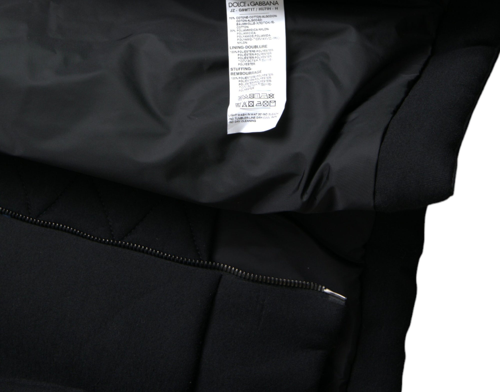 Dolce &amp; Gabbana Elegant Black Bomber Jacket with Hood