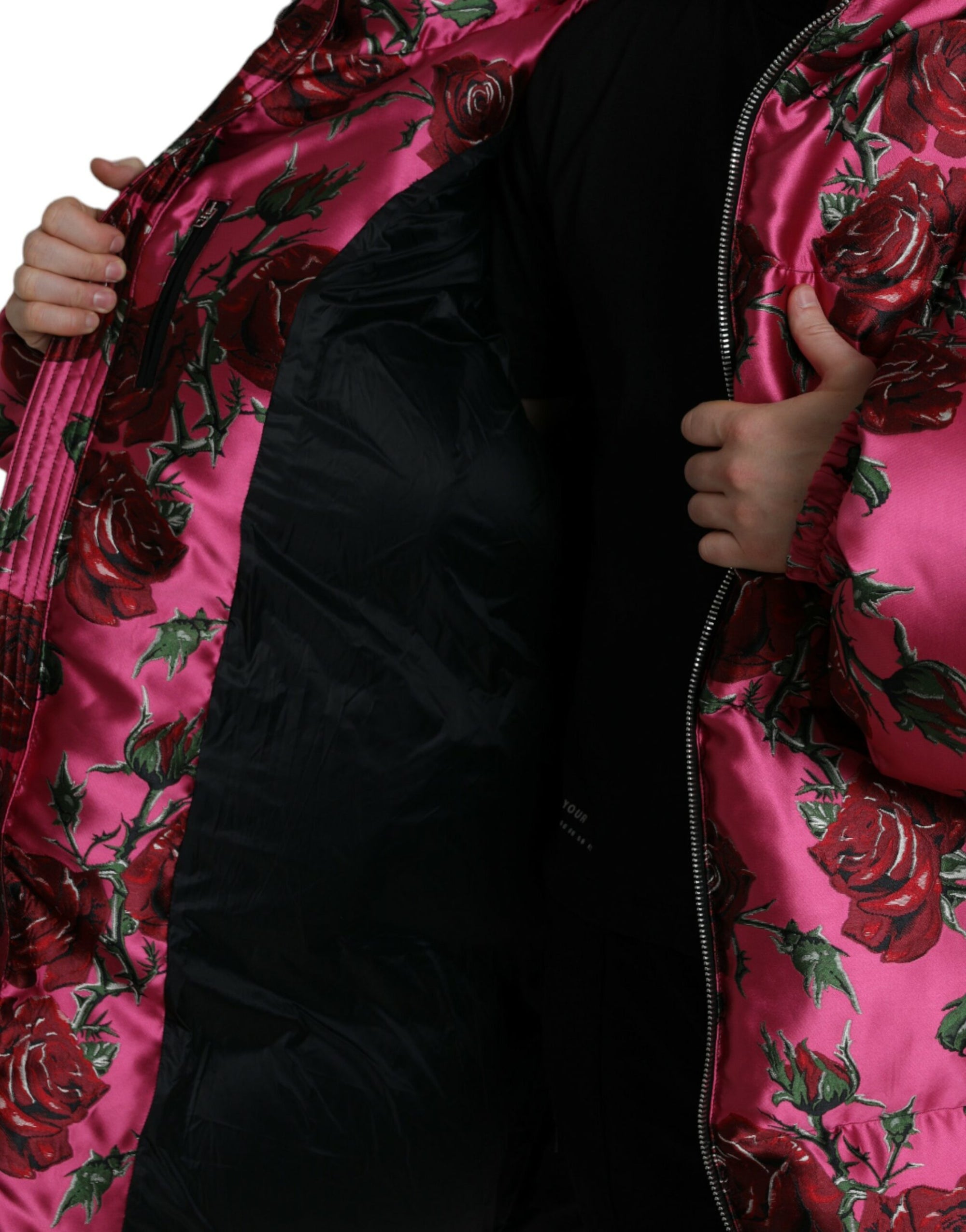 Dolce &amp; Gabbana Elegant Rose Print Quilted Jacket