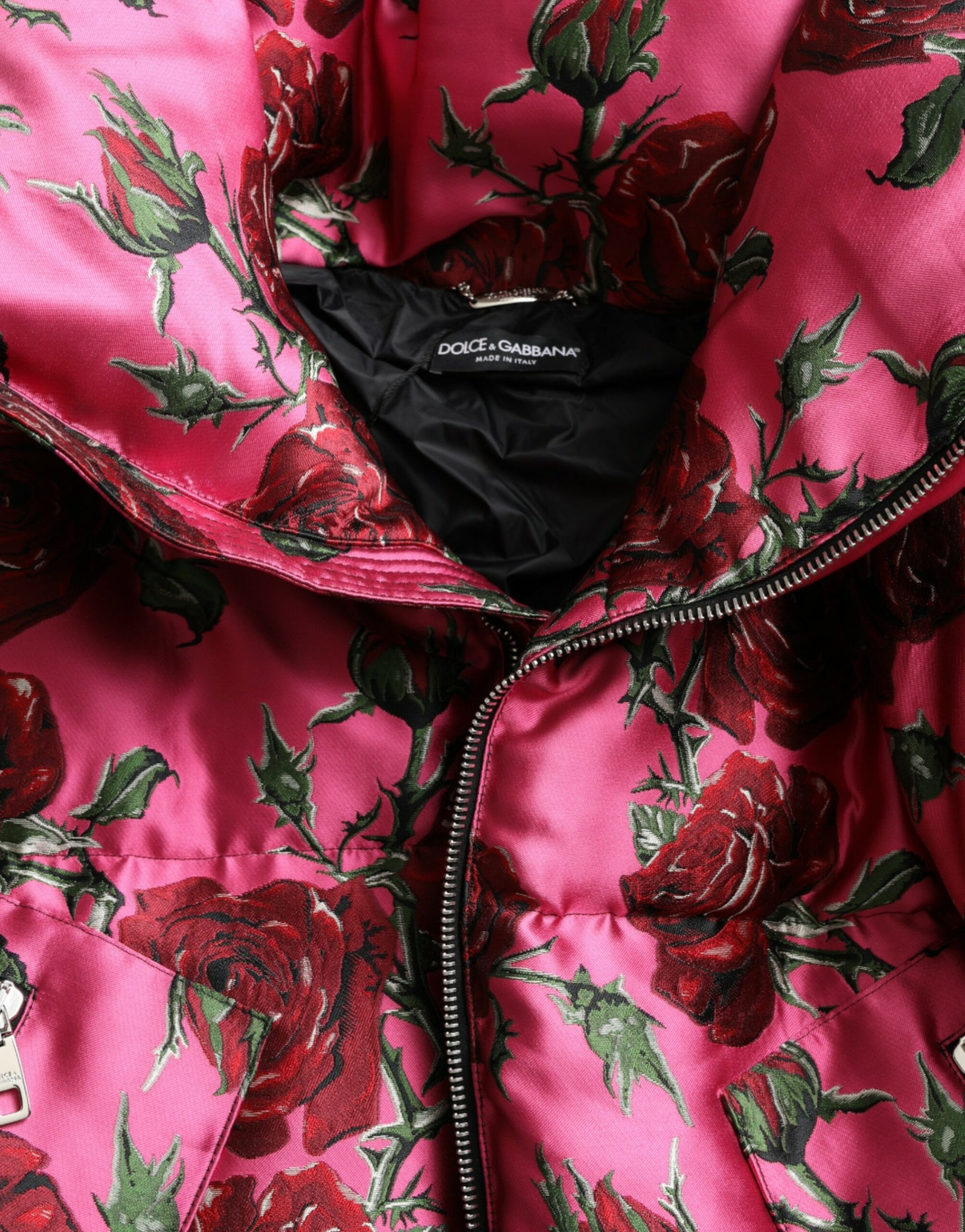 Dolce &amp; Gabbana Elegant Rose Print Quilted Jacket