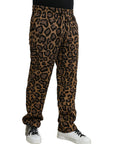 Dolce & Gabbana Brown Leopard Print Polyester Jogger Pants