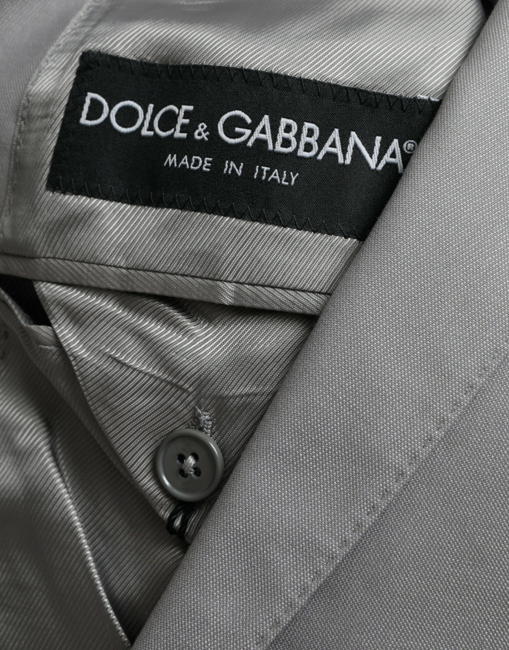 Dolce &amp; Gabbana Gray Wool Peak Single Breasted Coat Blazer