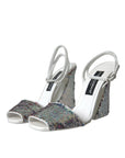 Dolce & Gabbana White Silver Sequin Ankle Strap Sandals Shoes