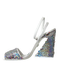 Dolce & Gabbana White Silver Sequin Ankle Strap Sandals Shoes