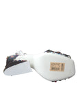 Dolce & Gabbana White Silver Sequin Ankle Strap Sandals Shoes