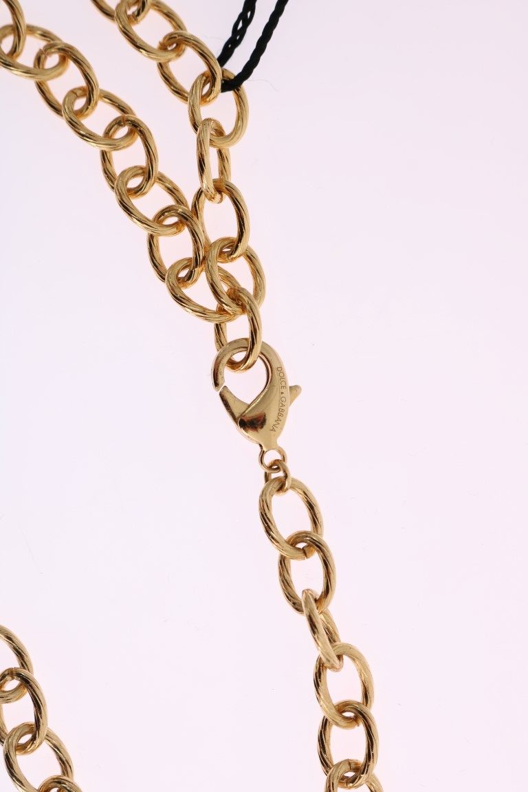 Dolce &amp; Gabbana Elegant Gold Crystal Statement Necklace