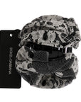 Dolce & Gabbana Elegant Black & White Floral Lace Crystal Hair Claw