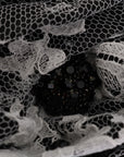 Dolce & Gabbana Elegant Black & White Floral Lace Crystal Hair Claw
