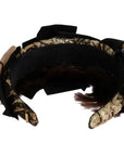 Dolce & Gabbana Crystal-Embellished Gold Brown Diadem Headband