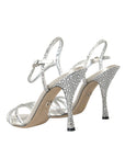 Dolce & Gabbana Silver Viscose Crystal Heels Sandals Shoes