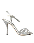 Dolce & Gabbana Silver Viscose Crystal Heels Sandals Shoes
